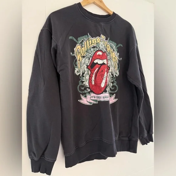 H&M Rolling Stones Dark Grey Sweatshirt, fits S/M. - Picture 2 of 11